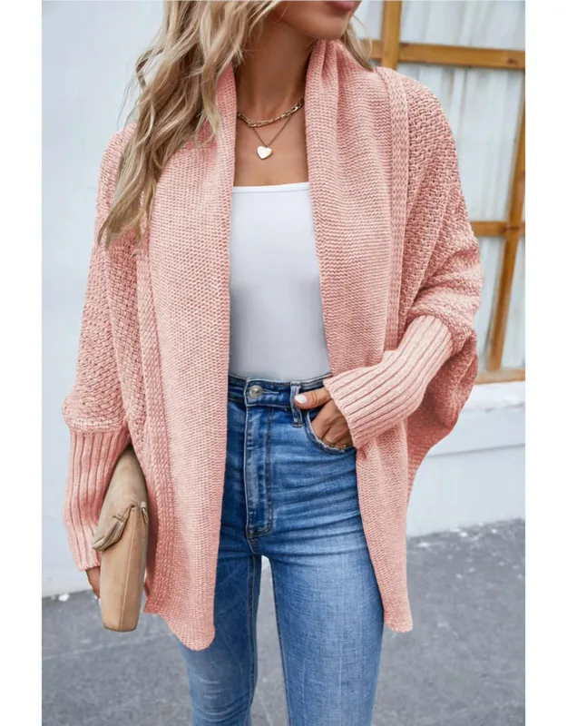 Draped Open Knit Batwing Cardigan