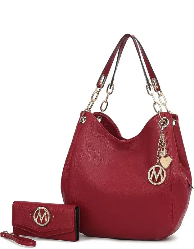 Sleek Hobo Bag And Wristlet Wallet Set