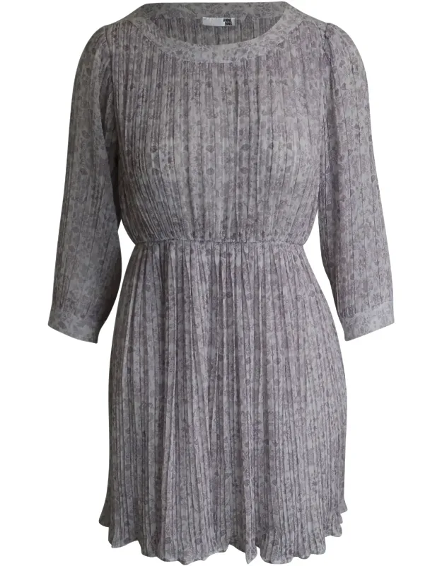 Pleated Dress In Floral Print Polyester
