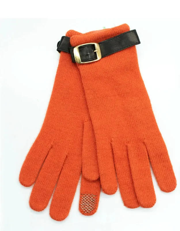 Tech Gloves With Belt And Nappa Leather Belt, Tech Thread On Index And Thumb Fingers