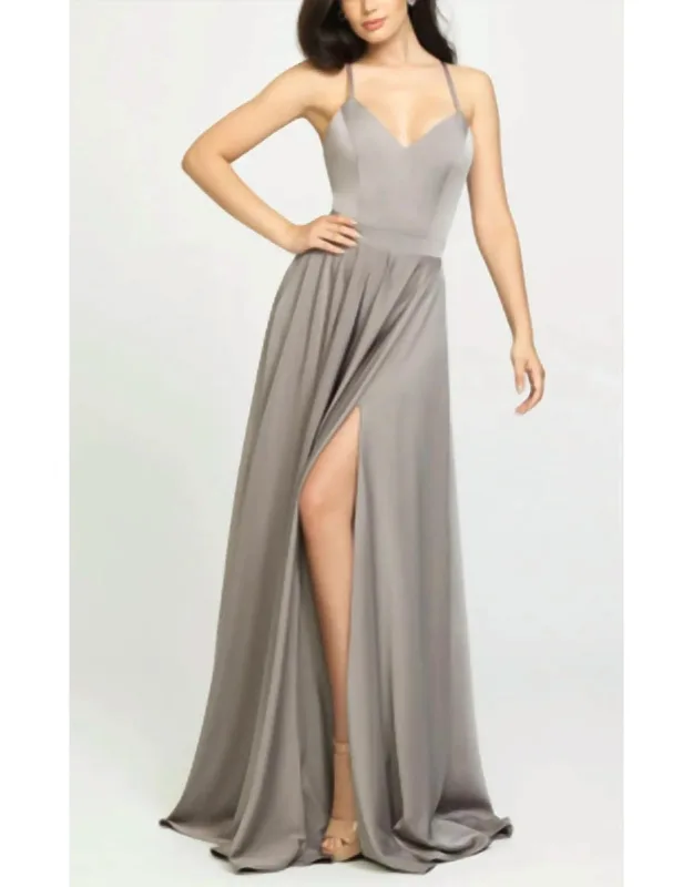 A-line Dress With Criss Cross Back And Slit