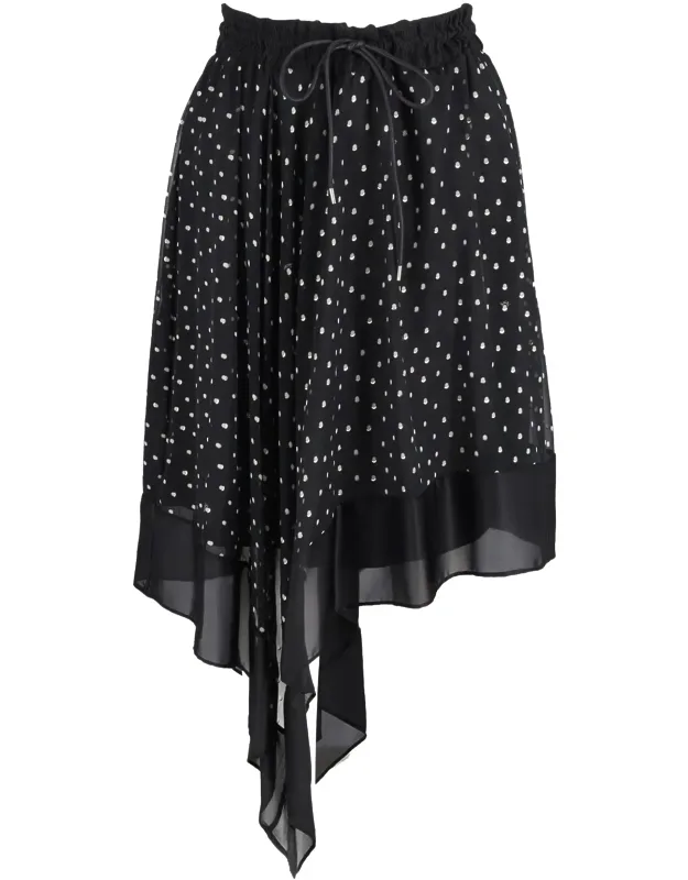 Polka-dot Print Asymmetric Skirt