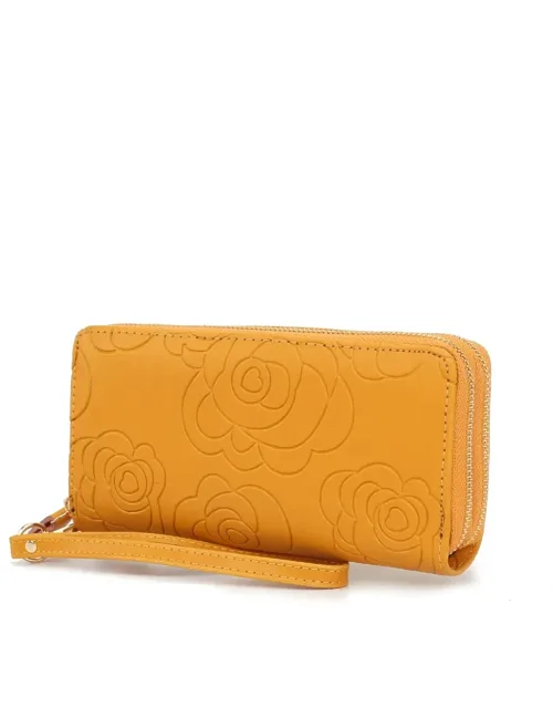 Ellie Genuine Leather Flower-embossed Wristlet Wallet