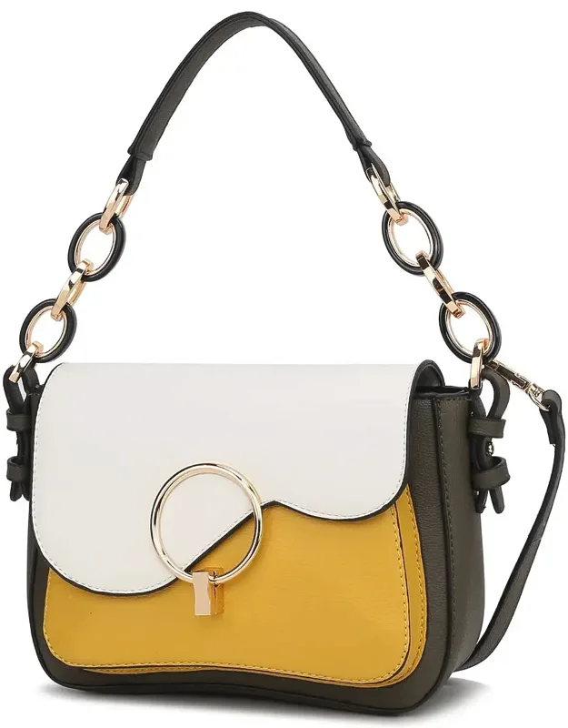 Fantasia Solid Crossbody Handbag Purse With Spacious Interior And Gold-tone Hardware