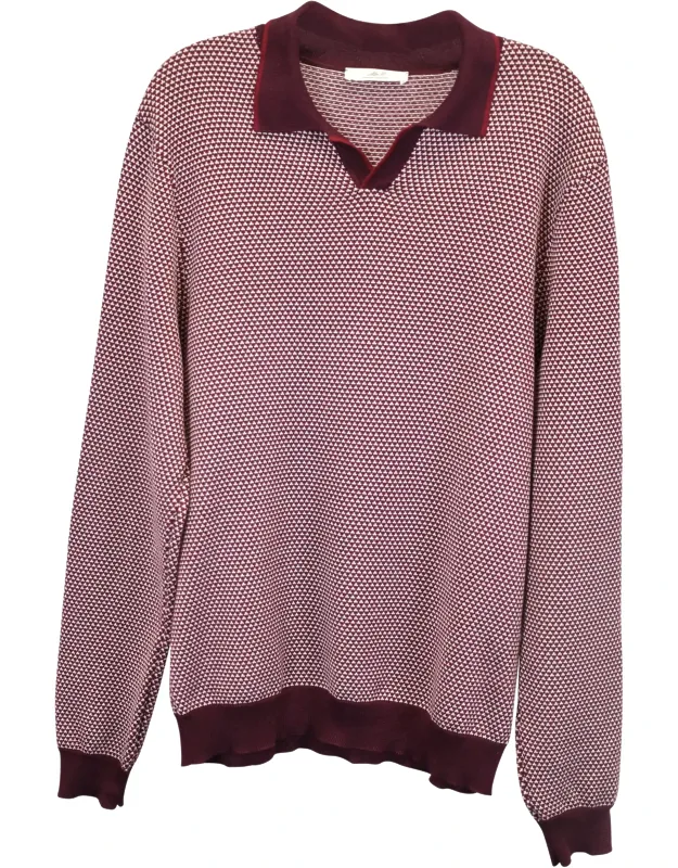 Slim-fit Honeycomb-knit Polo Long-sleeve Shirt