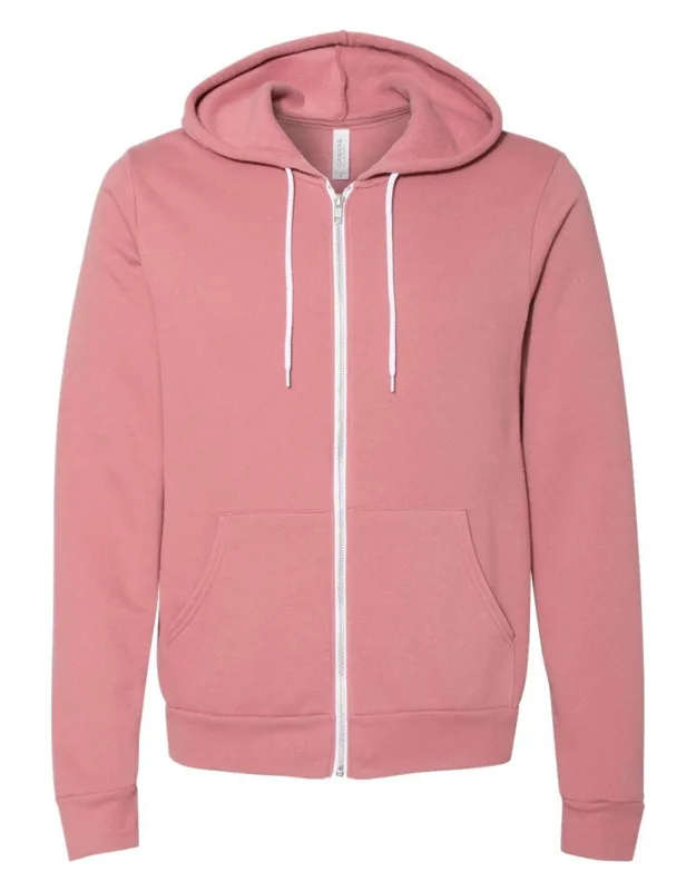 Sponge Fleece Full-zip Hoodie With Ribbed Cuffs And Split-pouch Pocket