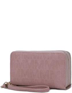 Lisbette Wristlet Wallet Purse Handbag Signature With Elegant Embossed Design And Gold-tone Embellishments