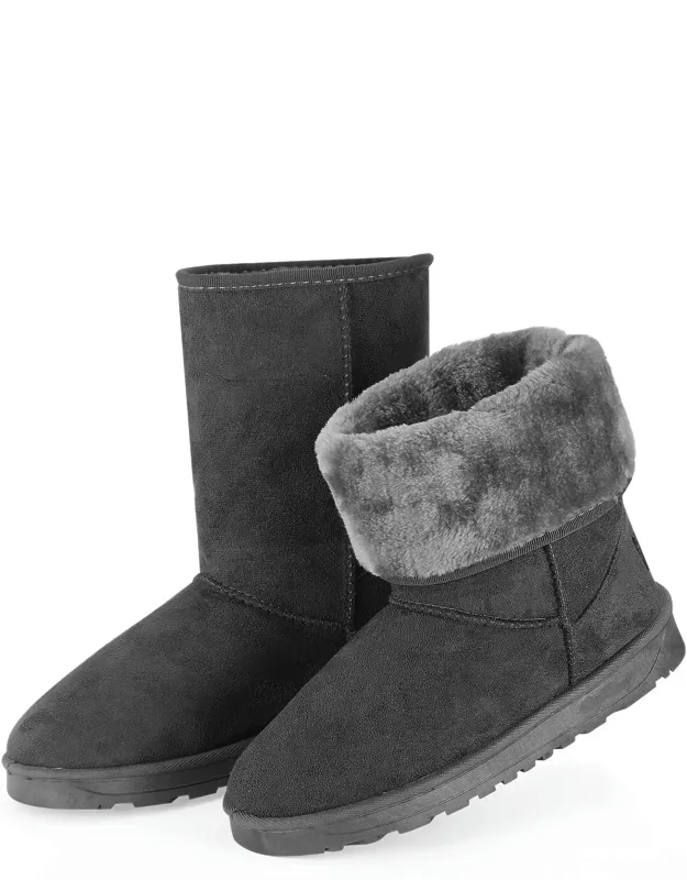 Snow Boots Waterproof Faux Suede Mid-calf With Fur Warm Lining