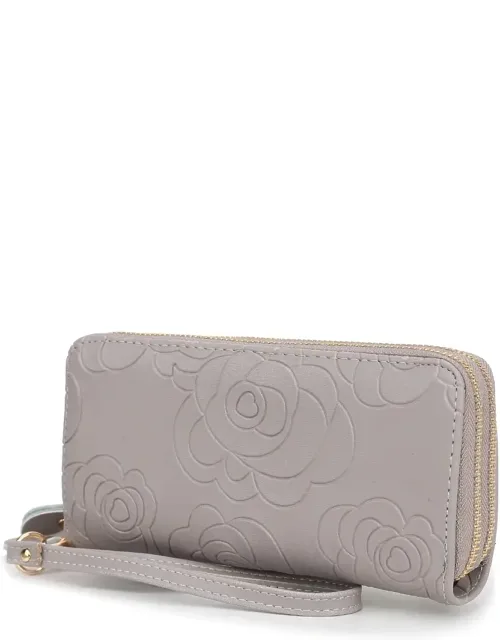 Ellie Genuine Leather Flower-embossed Wristlet Wallet