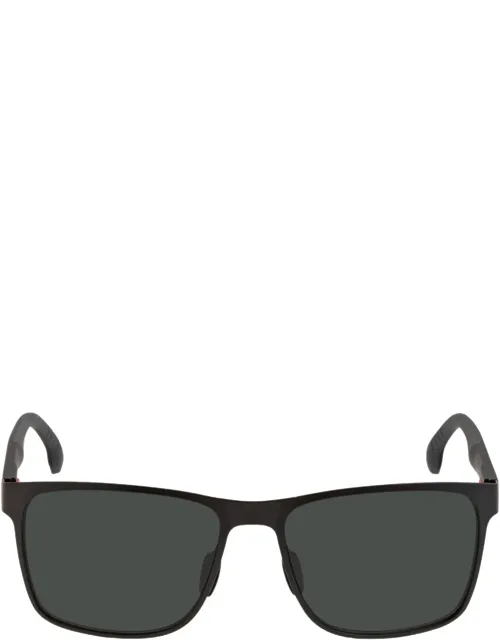 Matte Black Green Rectangular Sunglasses