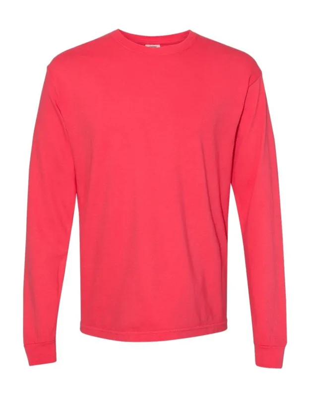 Garment-dyed Heavyweight Long Sleeve T-shirt With Relaxed Fit And Rib Cuffs