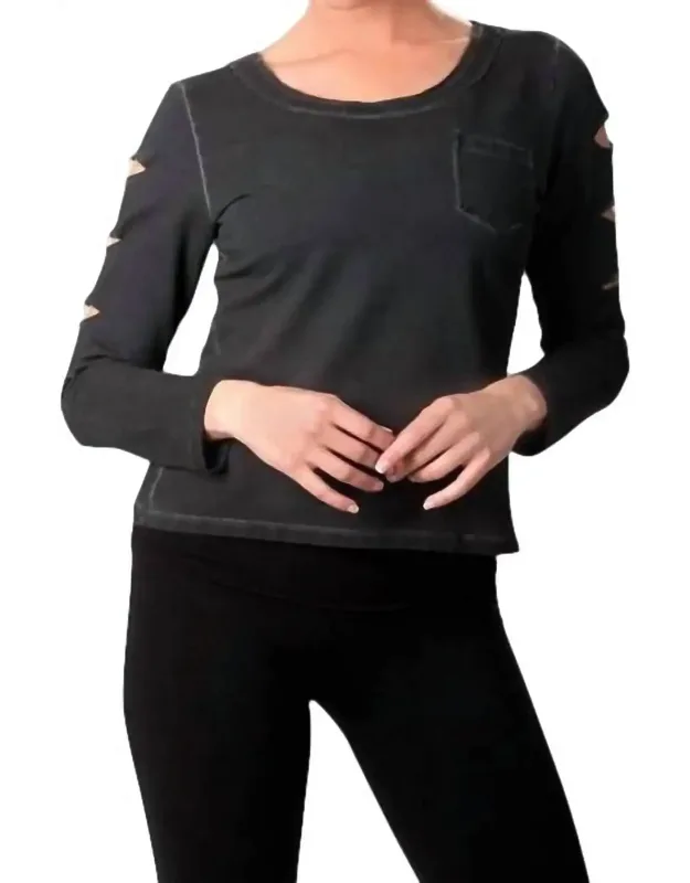 Scoop-neck Distressed Top