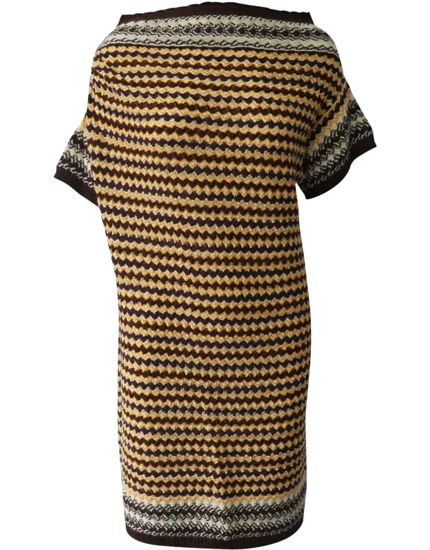 Patterned Knit Off Shoulder Dress