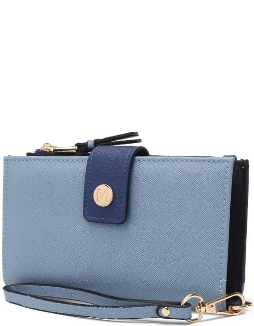 Mkf Collection Solene Vegan Leather Wristlet Wallet With Top Zipper Closure And Adjustable Strap