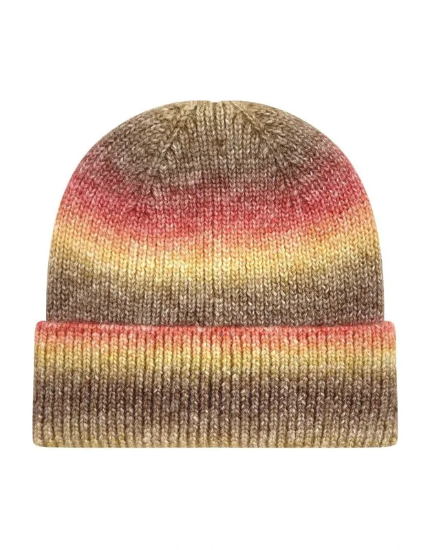 Tie-dyed Ribbed Beanie With Multiple Yarn Colors