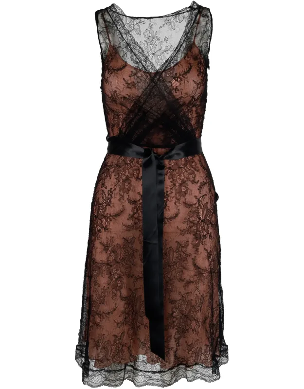 Lace Dress With Pink Camisole