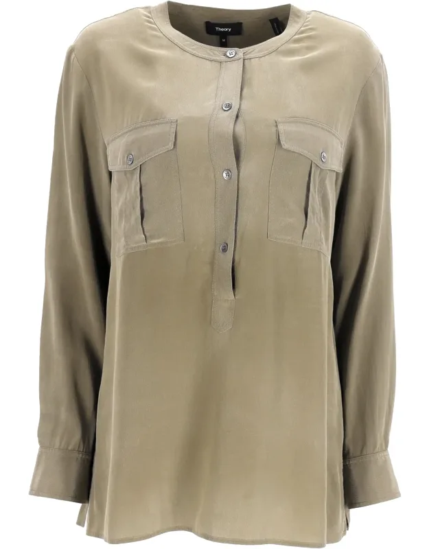 Half-buttoned Long Sleeve Blouse