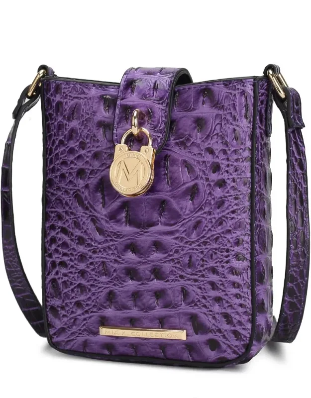 Avery Faux Crocodile Embossed Vegan Leather Crossbody Bag