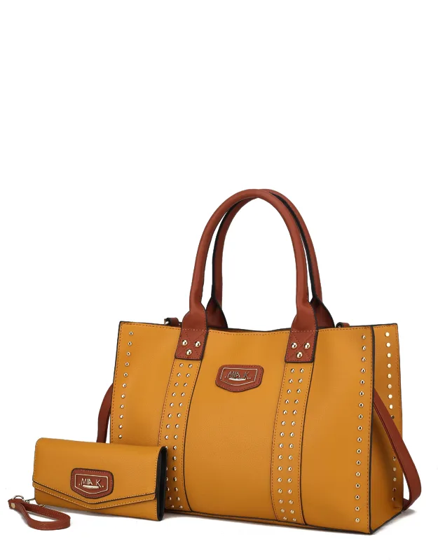 Davina Vegan Leather Tote Bag With Wallet