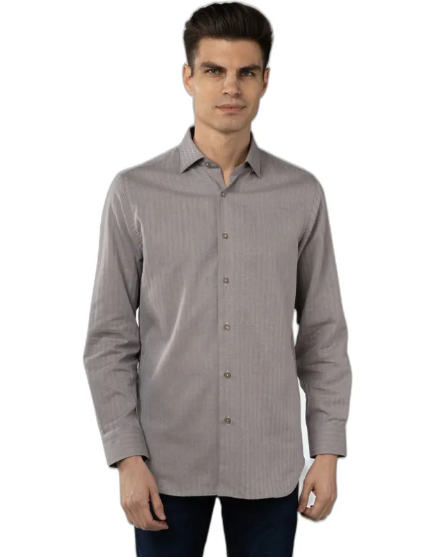 Jacquard Shirt With Long Sleeves And Button-down Front