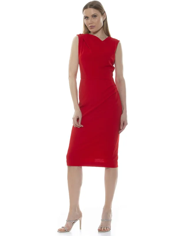 Diane Dress With Asymmetrical Neckline And Zipper Backing