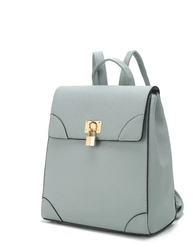 Sansa Vegan Leather Backpack With Spacious Compartment And Protective Metal Feet