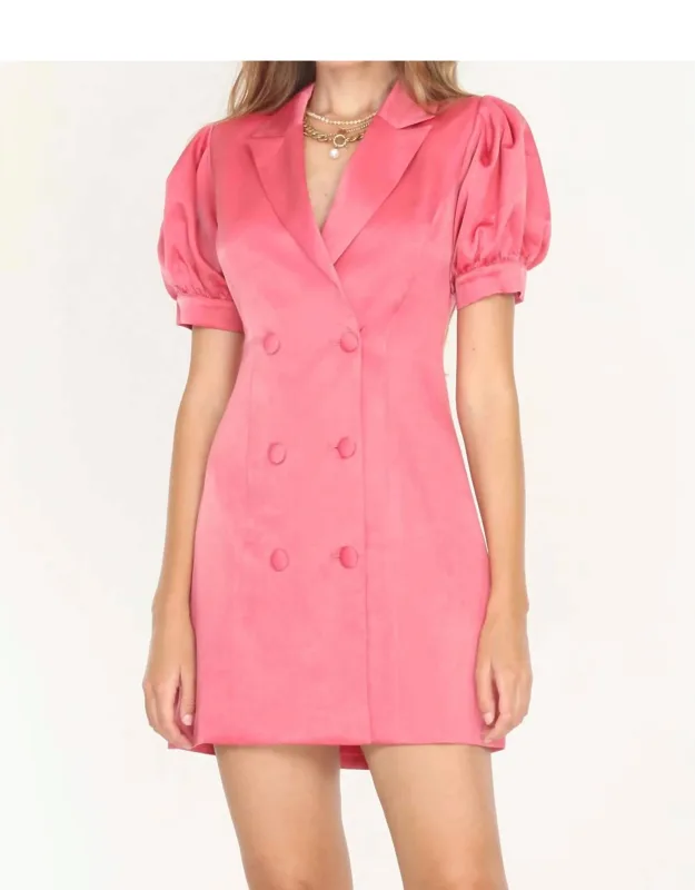 Double-breasted Satin Blazer Mini Dress
