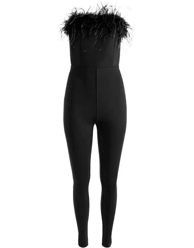 Idell Feather Trim Jumpsuit