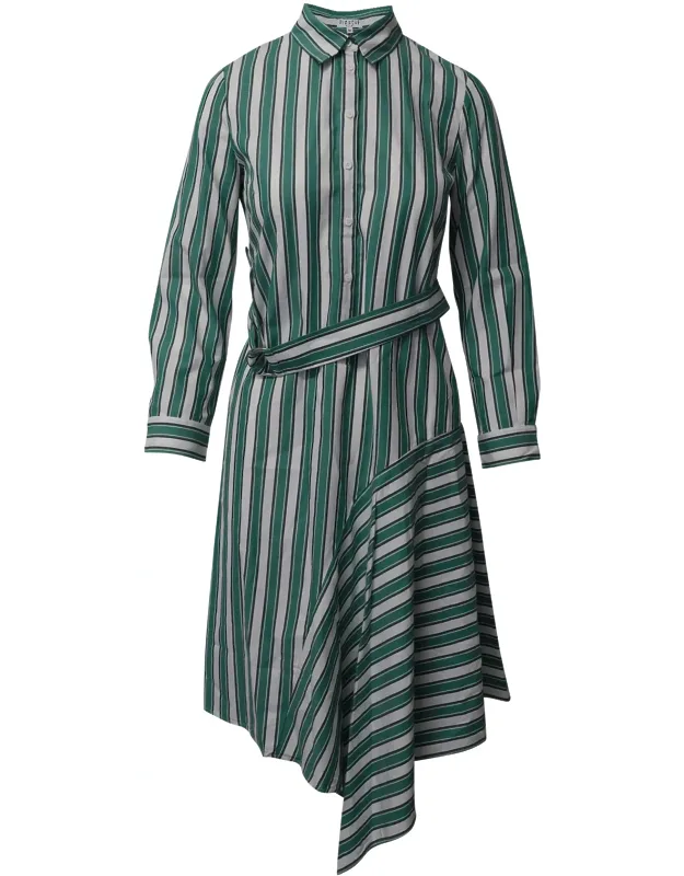 Asymmetric Striped Shirt Dress