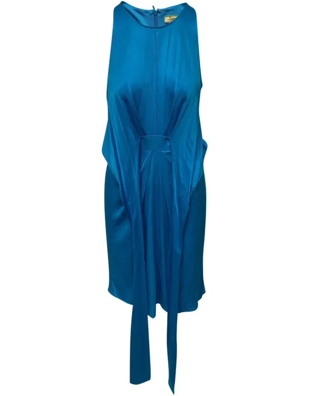 Silk Drape Belt Dress