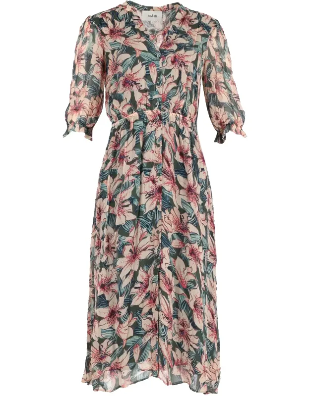 Midi Dress In Floral Print Viscose