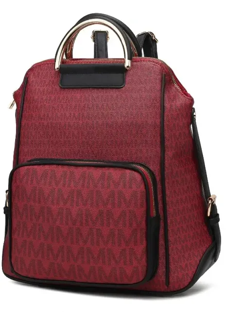 Jules M Logo Vegan Leather Backpack - Stylish & Functional