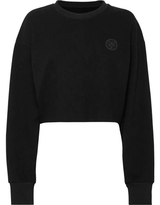Cropped Sweatshirt With Round Neck