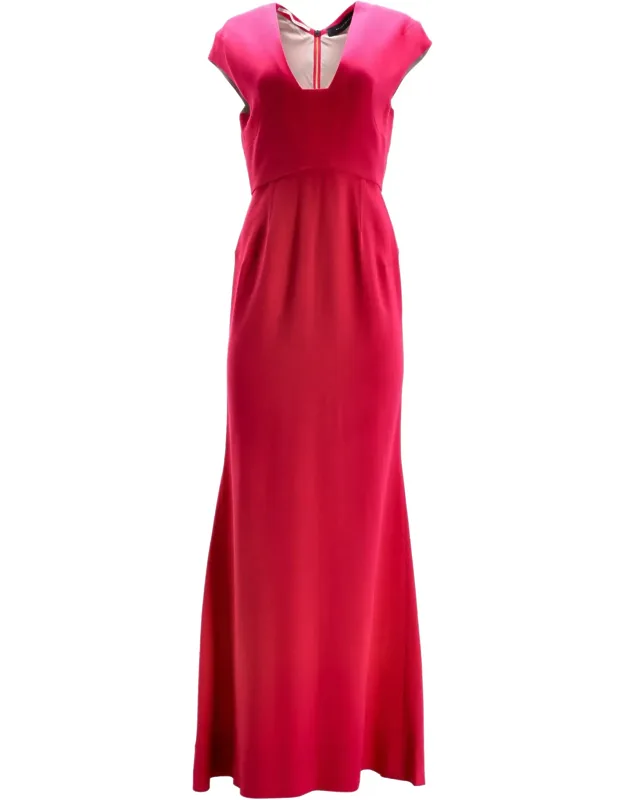Square-neck Cut-out Back Evening Dress