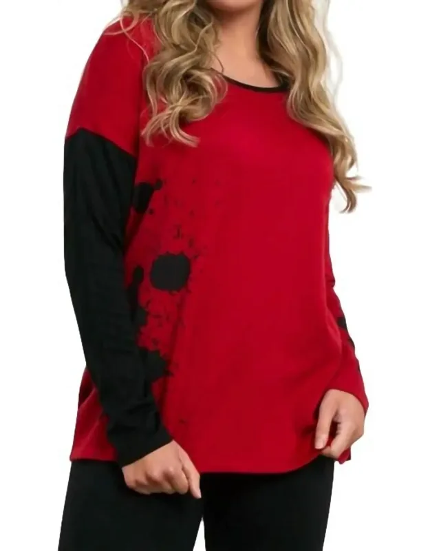 Splatter Color Block Crew Sweater