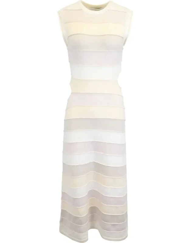 Ribbed Striped Cut-out Maxi Dress