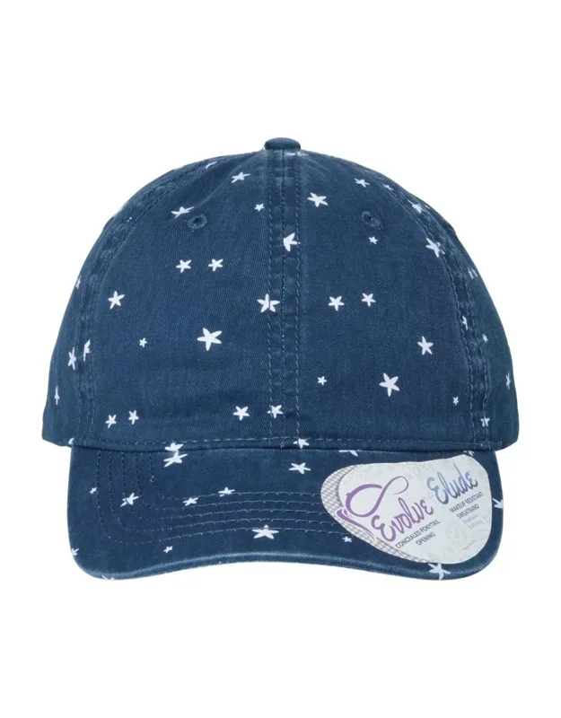 "garment-washed Fashion Print Cap With Moisture-management Sweatband And Concealed Ponytail Opening"