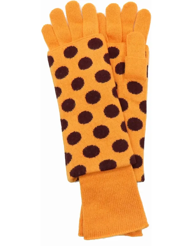 Two In One Gloves And Armwarmer - 15" Long, Polka Dots Design