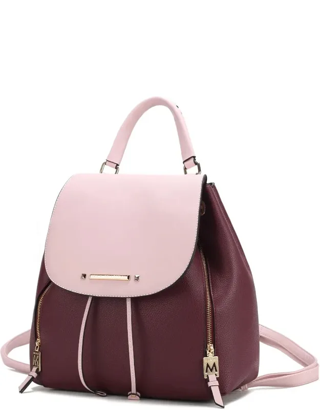 Kimberly Vegan Leather Fashion Backpack With Luxurious Gold Tone Embellishments And Adjustable Straps