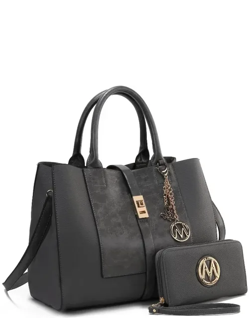Yola Satchel Handbag With Matching Wallet And Gold Tone Hardware