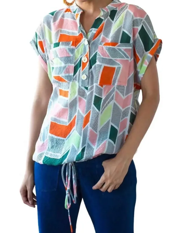 Nico Drawstring Roll Sleeve Top
