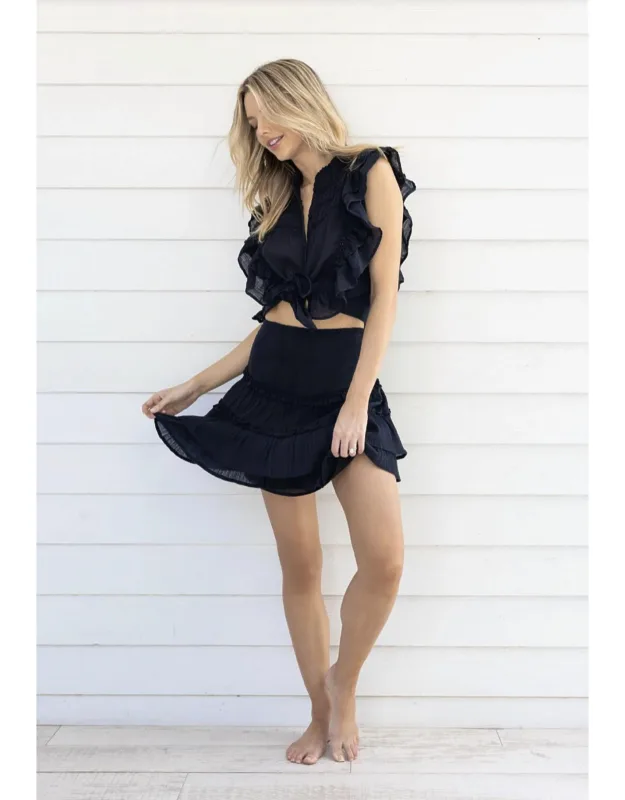 Naomi Mini Skirt With Flattering Body-hugging Smocked Waist And Pull-on Style