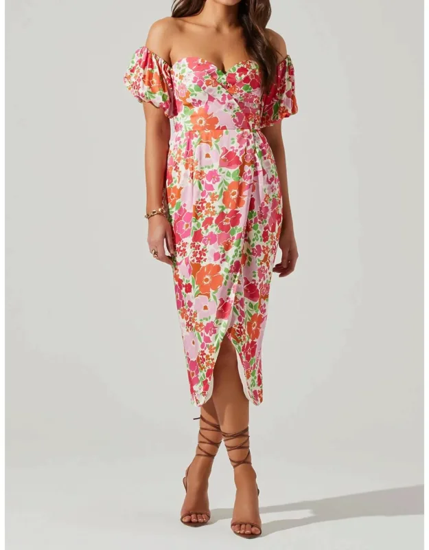 Floral Off The Shoulder Midi Dress