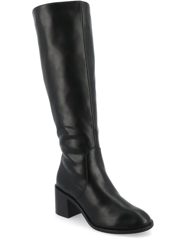 Wide Width Wide Calf Romilly Tru Comfort Foam Stacked Block Heel Round Toe Boots