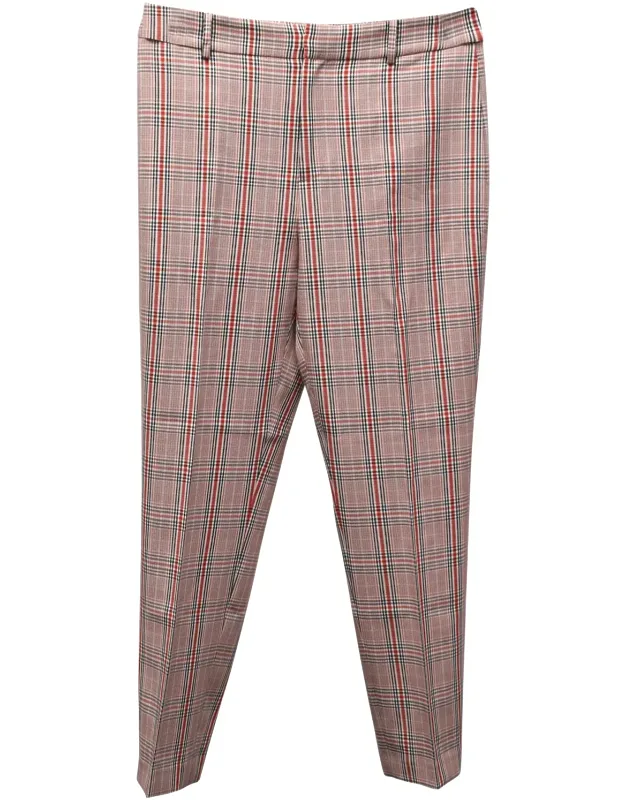 Plaid Print Straight-leg Trousers