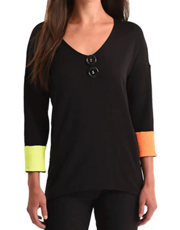 Cuff V-neck Top