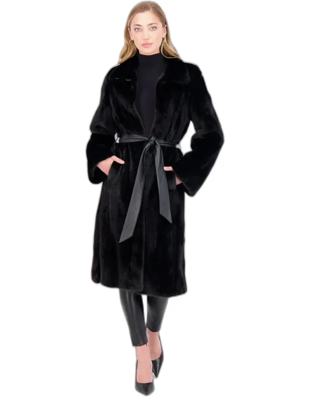 Mink Short Coat - Natural Material Origin, Length 44