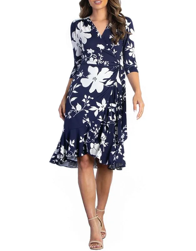 _flirty Flounce Wrap Dress With Cascading Flounces And Adjustable Coverage_