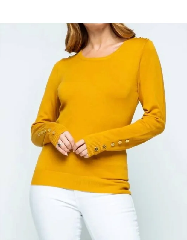 Button Shoulder & Sleeve Sweater