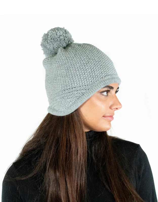 Chunky Earflap Hat With Pom